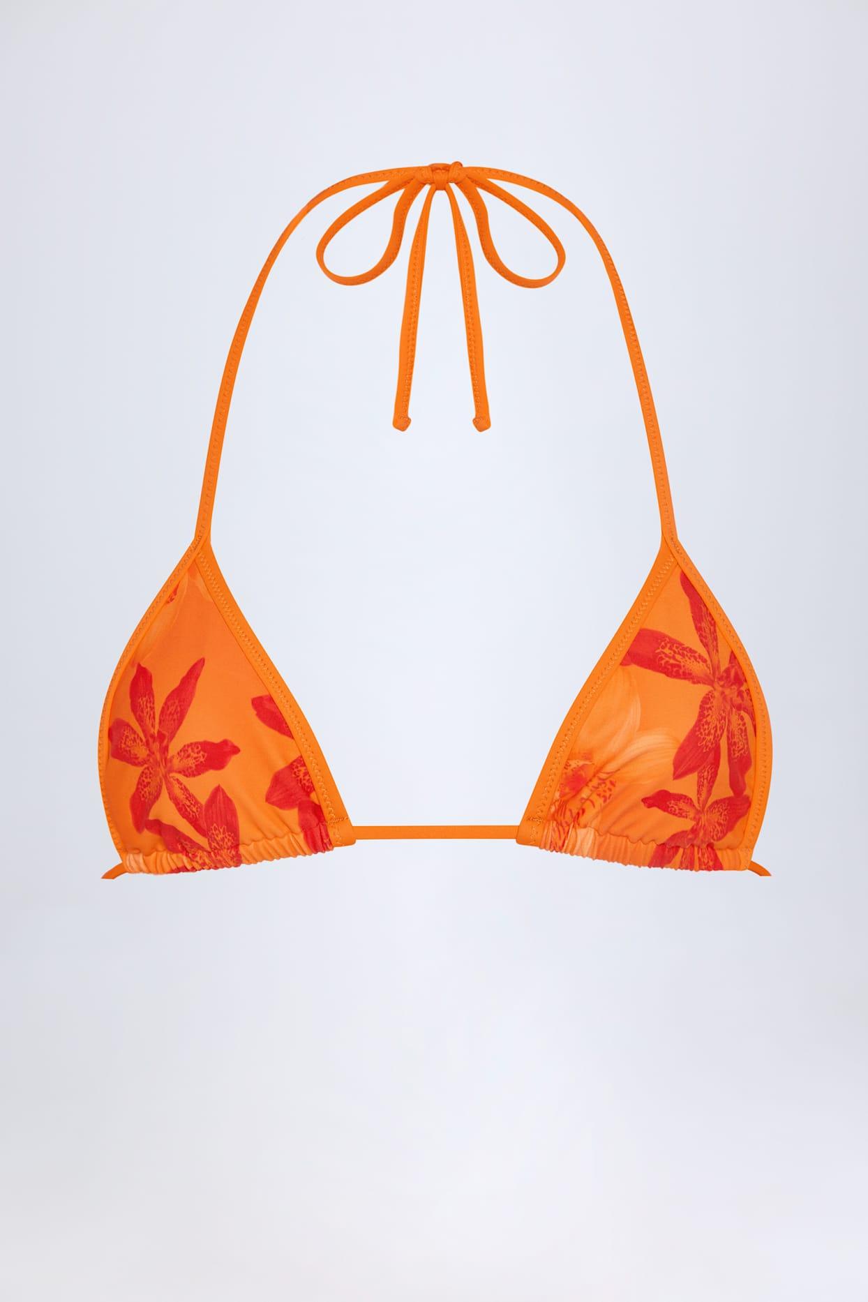 Triangle Bikini Top in Orange Orchid Print Product Image