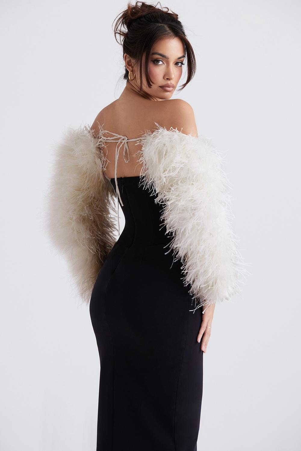 Ash  off white marabou sleeve jacket Product Image