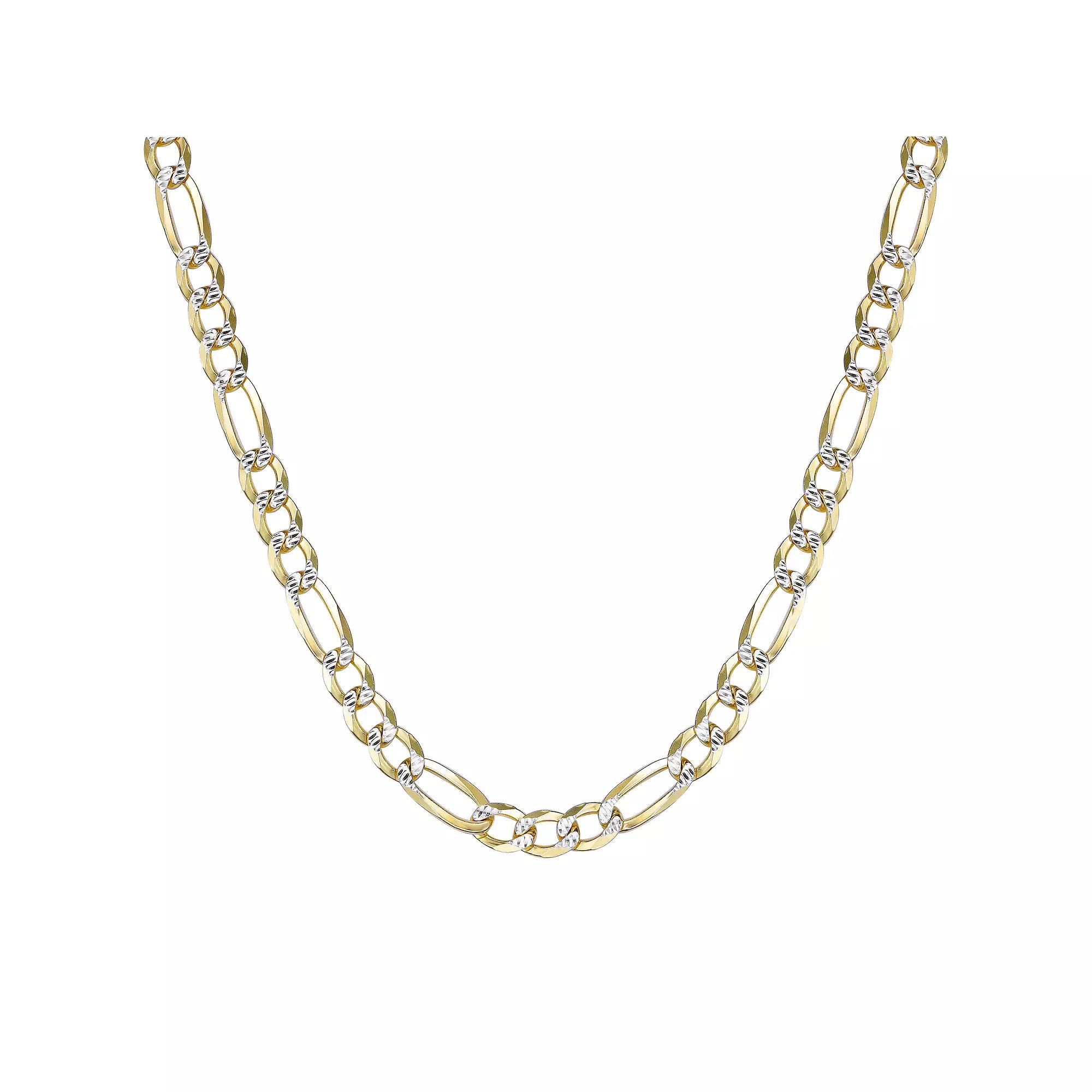Men's LYNX 14k Gold Over Silver 7.6mm Flat Figaro Chain Necklace, Size: 24", Gold Tone Product Image