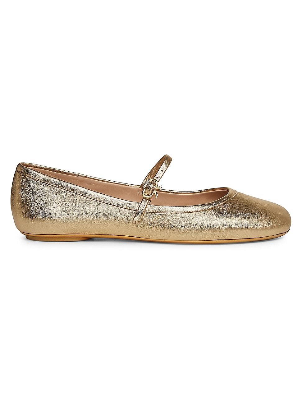 Womens Carla Metallic Leather Ballerina Flats Product Image