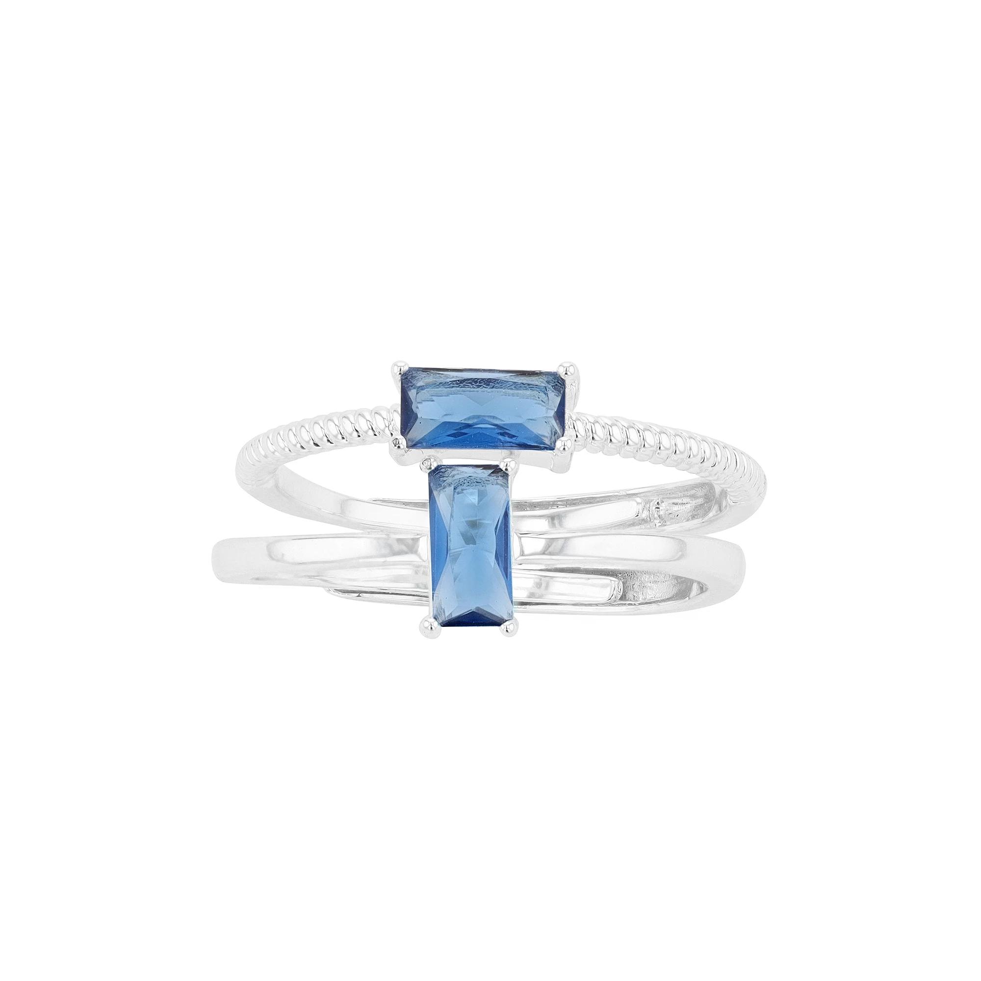 City Luxe Birthstone Simulated Gemstone Duo Ring Set, Women's, Silver Tone December Product Image