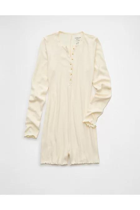 AE Long-Sleeve Henley Lounge Romper Women's Product Image