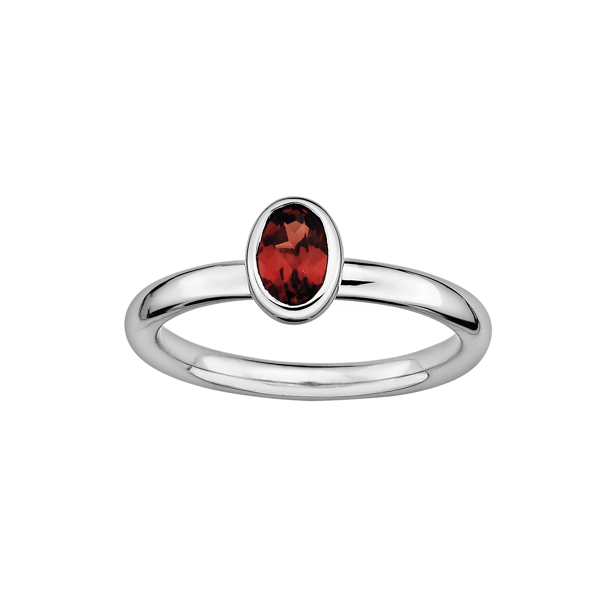 Stacks & Stones Sterling Silver Garnet Stack Ring, Women's, Size: 7, Red Product Image