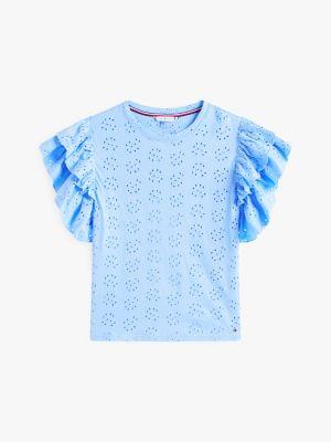 Embroidered Eyelet Ruffle-Sleeve Top Product Image