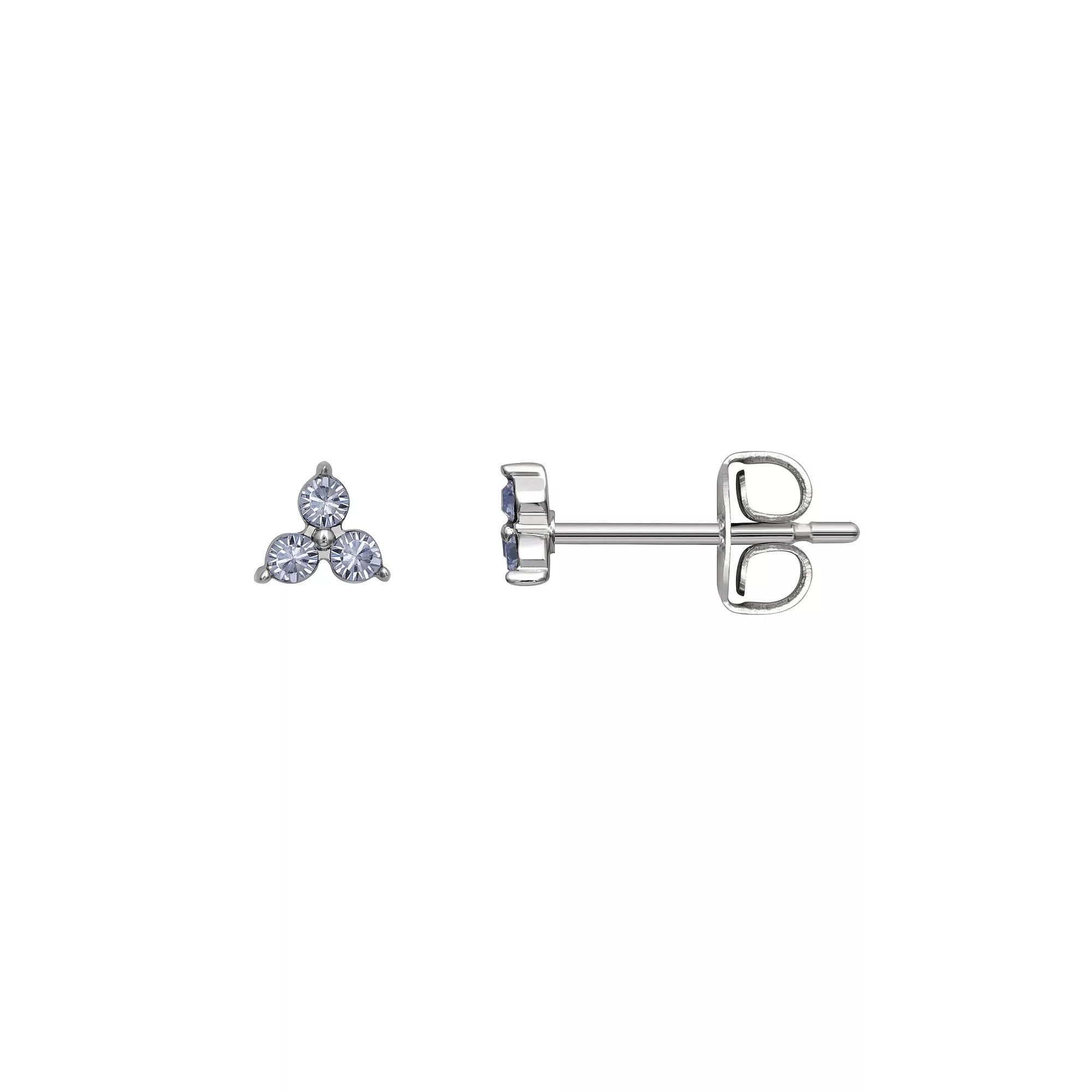 Brilliance Silver Tone Triple Crystal Birthstone Stud Earrings, Women's, Silver Tone September Product Image