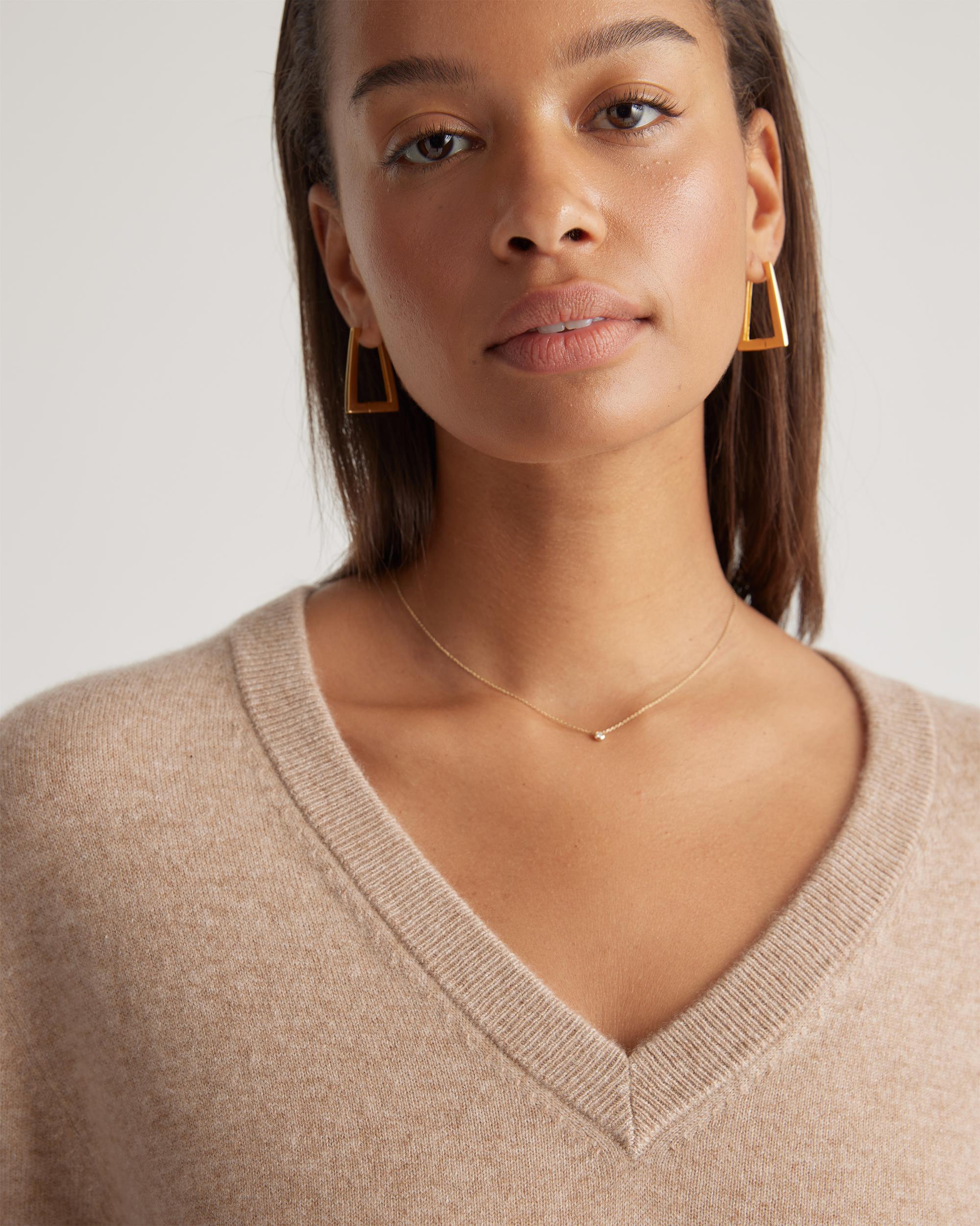 Quince | Women's Mongolian Cashmere Relaxed V-Neck Sweater Product Image