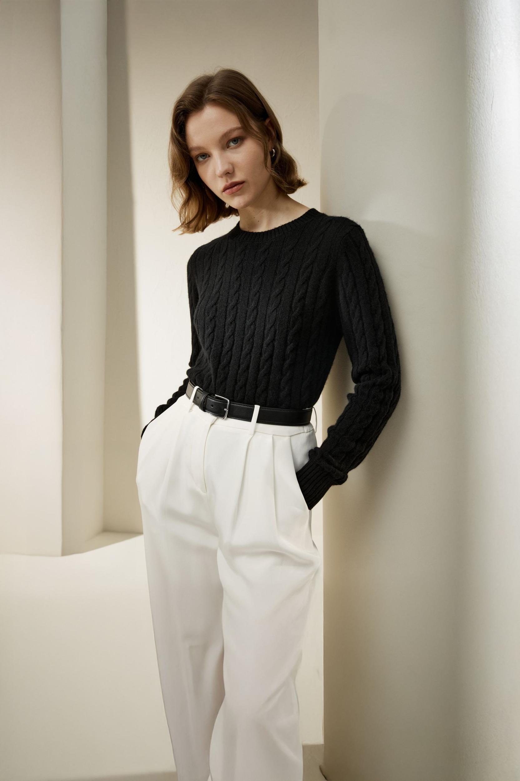 LILYSILK Woolen Pullover - for Women - Camel Cashmere-Wool Blend - Comfortable Ribbed Edges Sweater L Product Image