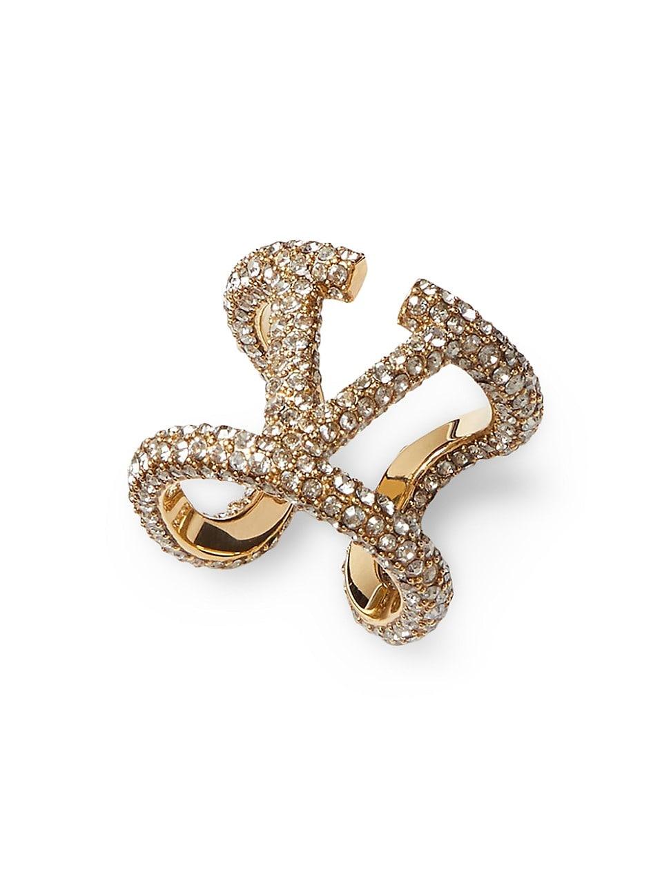 Womens VLogo Signature Ring in Metal and Swarovski Crystals Product Image