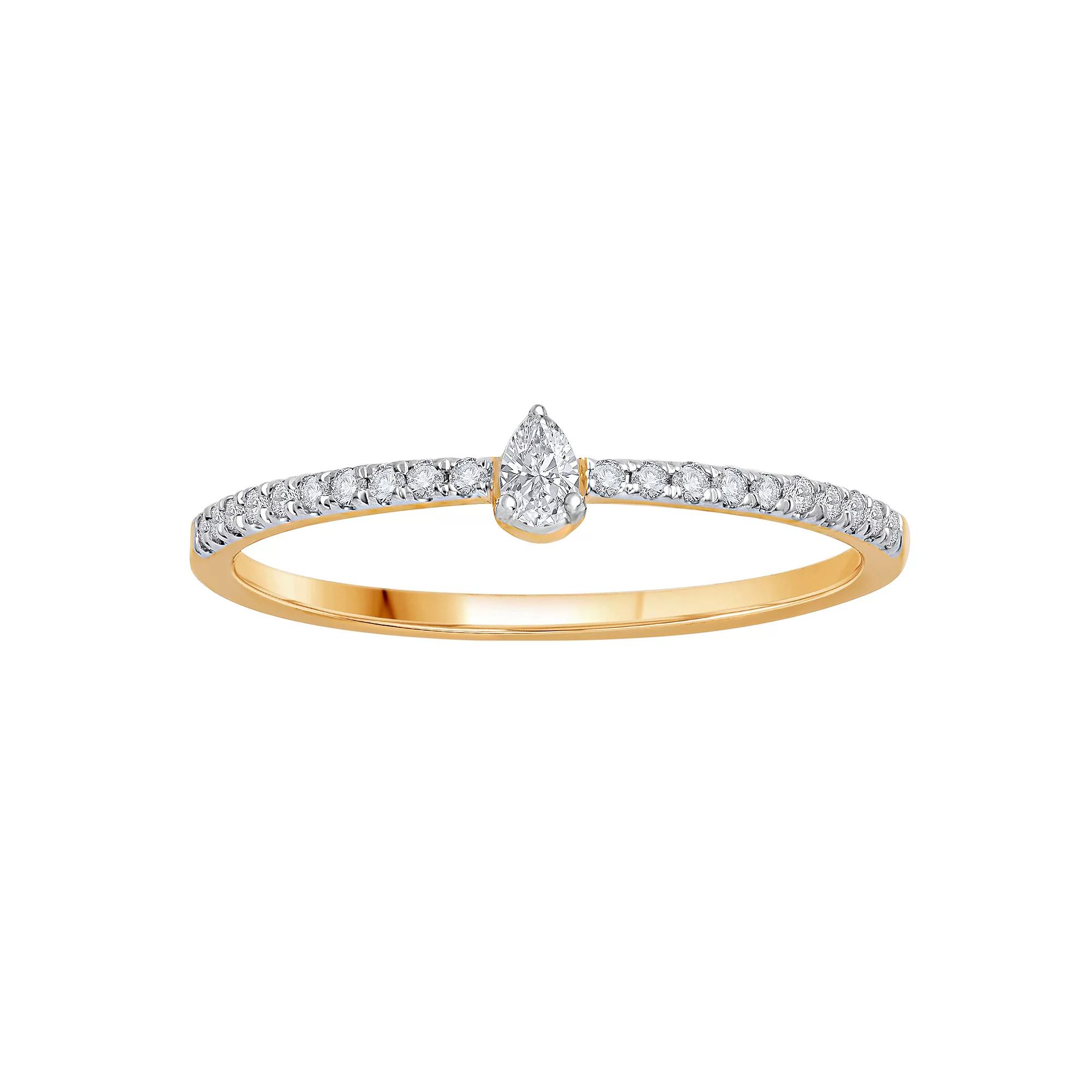 10k Gold 1/6 Carat T.W. Diamond Teardrop Stackable Ring, Women's Product Image