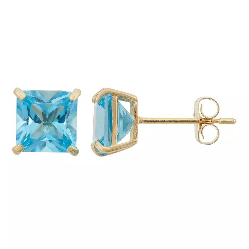 Designs by Gioelli Swiss Blue Topaz 10k Gold Stud Earrings, Women's Product Image