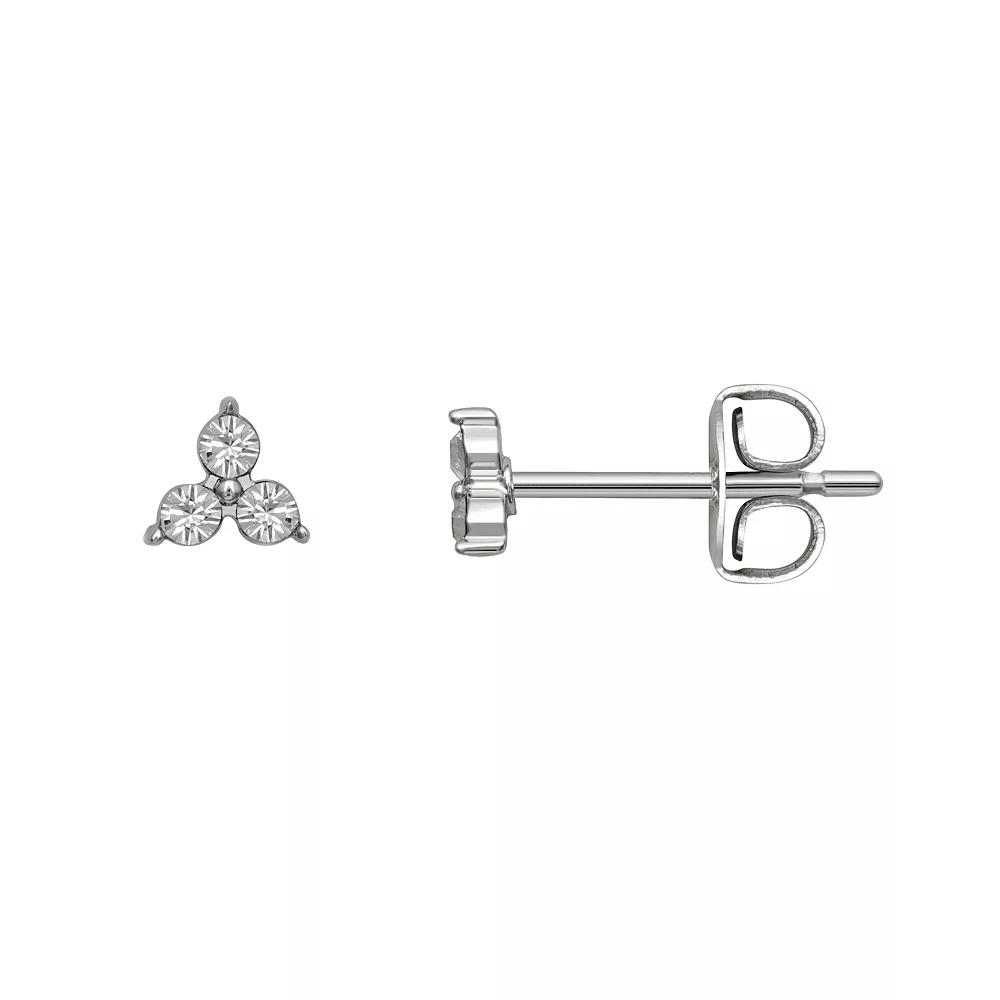 Brilliance Silver Tone Triple Crystal Birthstone Stud Earrings, Women's, Silver Tone November Product Image