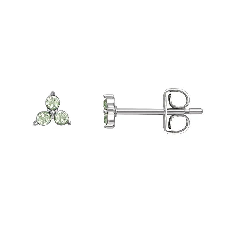 Brilliance Silver Tone Triple Crystal Birthstone Stud Earrings, Women's, Silver Tone August Product Image