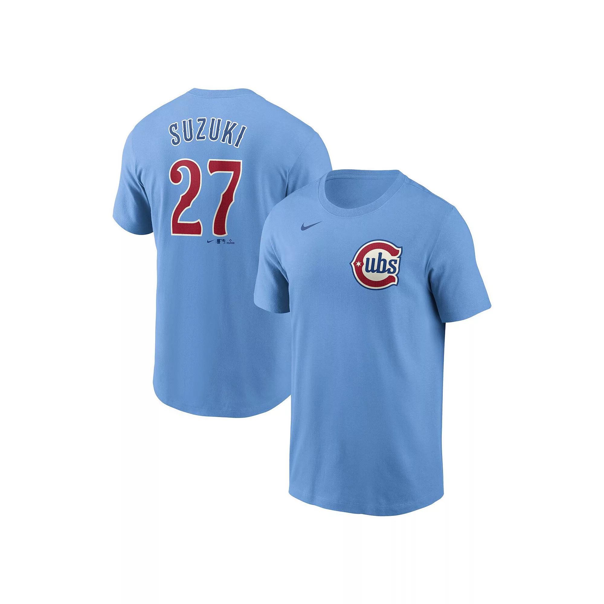 Men's Nike Seiya Suzuki Baby Blue Chicago Cubs Fuse Name & Number T-Shirt,  Product Image