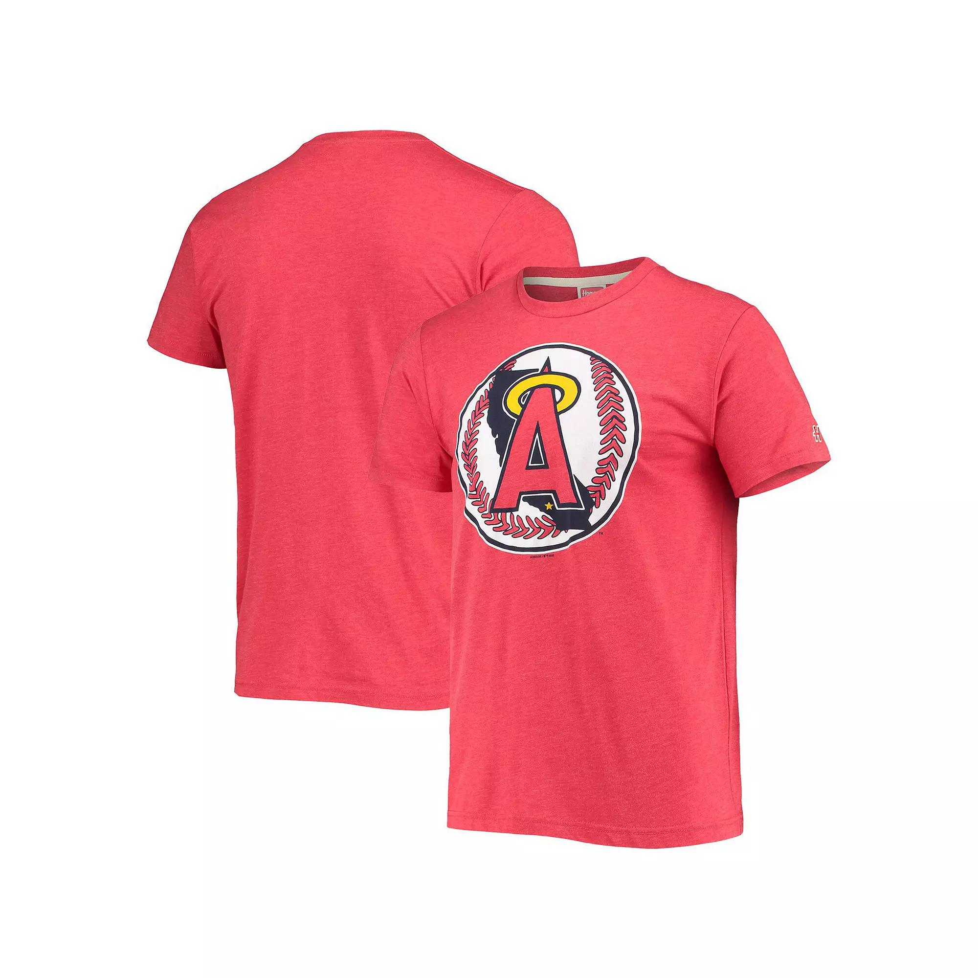 Men's Homage Red Los Angeles Angels Hand-Drawn Logo Tri-Blend T-Shirt,  Product Image