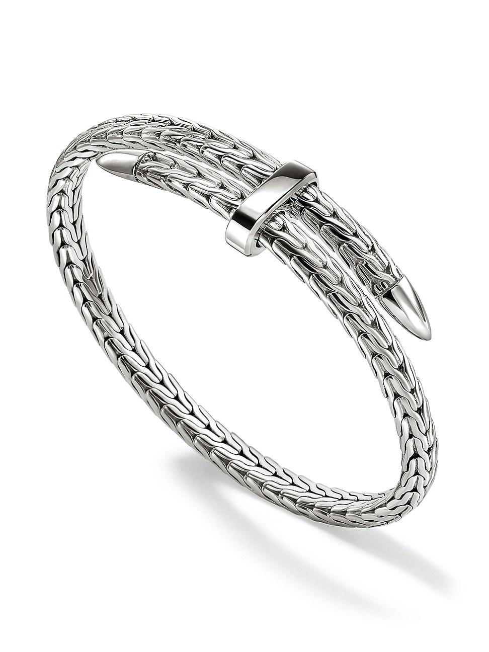 Mens Spear Flex Cuff Sterling Silver Bracelet Product Image