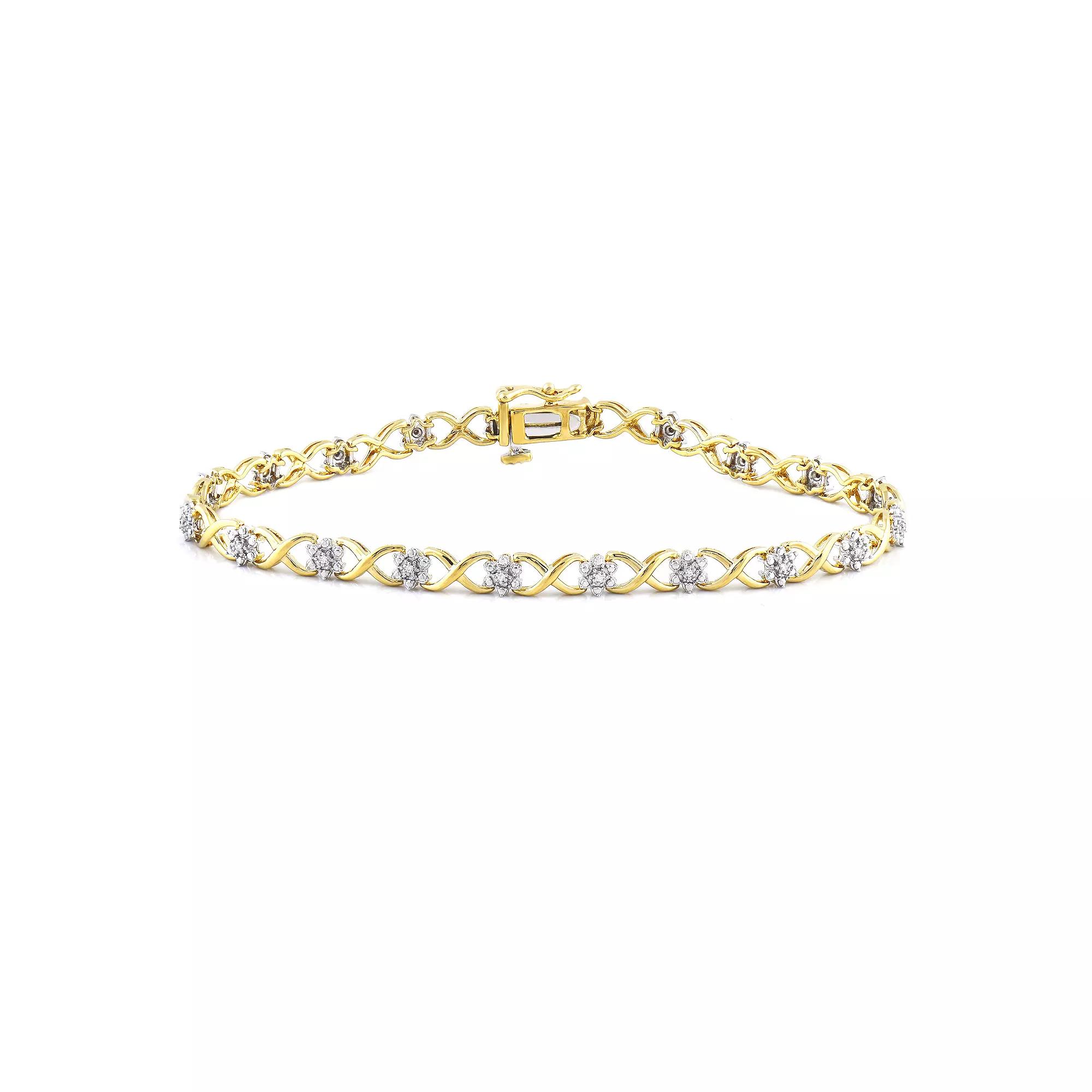14k Gold Over Silver Diamond Accent Bracelet, Women's, Size: 7.25", Two Tone Product Image