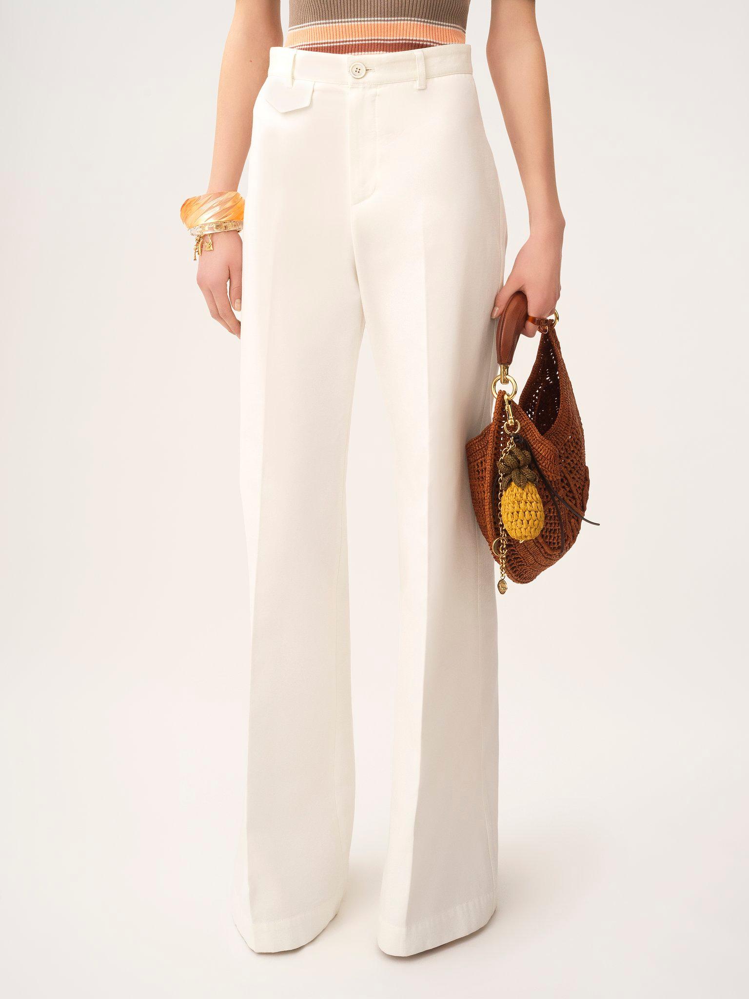 High-rise flared pants in cotton canvas Product Image