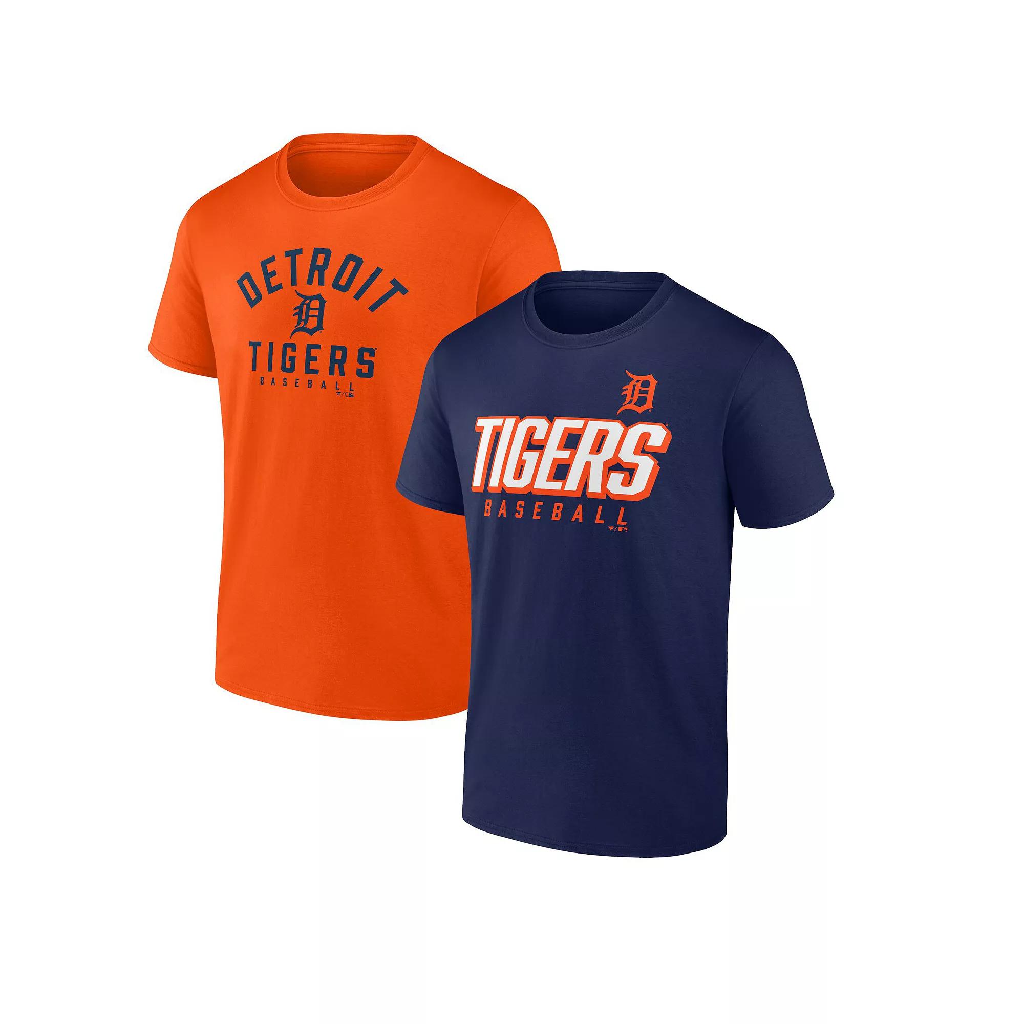 Men's Fanatics Branded Orange/Navy Detroit Tigers Player Pack T-Shirt Combo Set, Size: Small Product Image