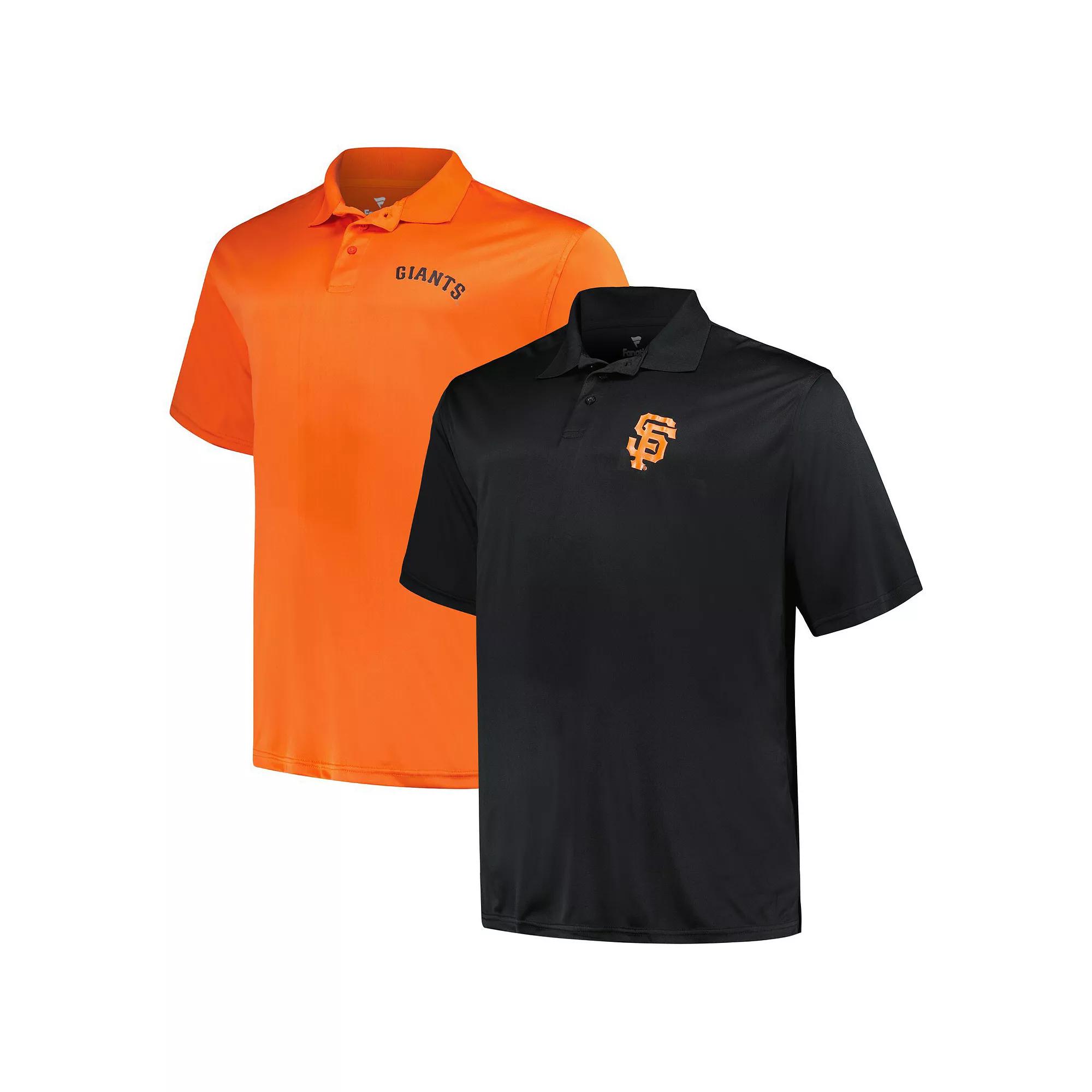 Men's Profile Black/Orange San Francisco Giants Big & Tall Two-Pack Solid Polo Set, Size: 4XB Product Image
