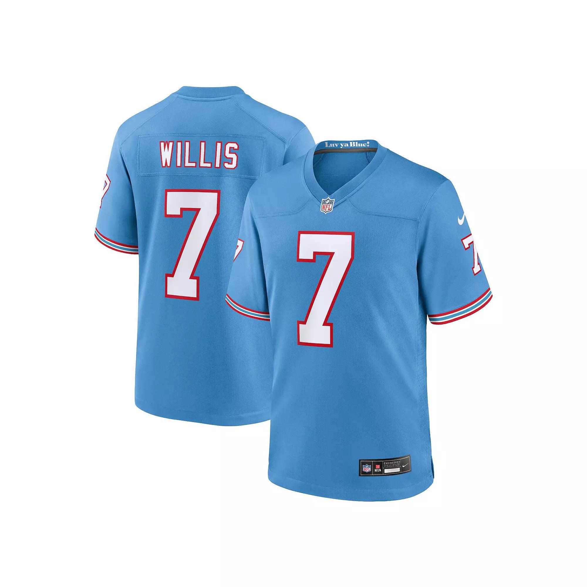 Men's Nike Malik Willis Light Blue Tennessee Titans Oilers Throwback Alternate Game Player Jersey, Size: Small Product Image