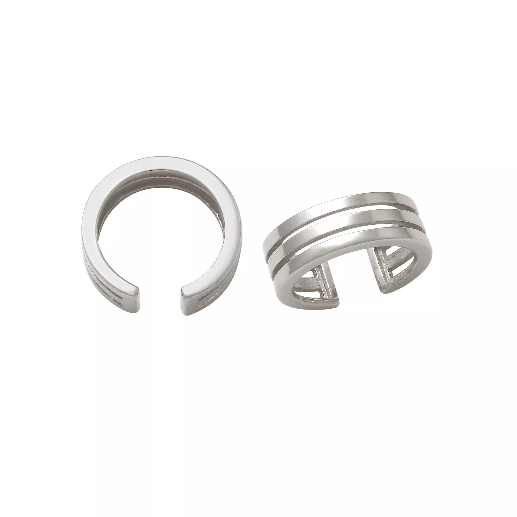 Amella Jewels Sterling Silver 3-Lines Ear Cuff, Women's Product Image