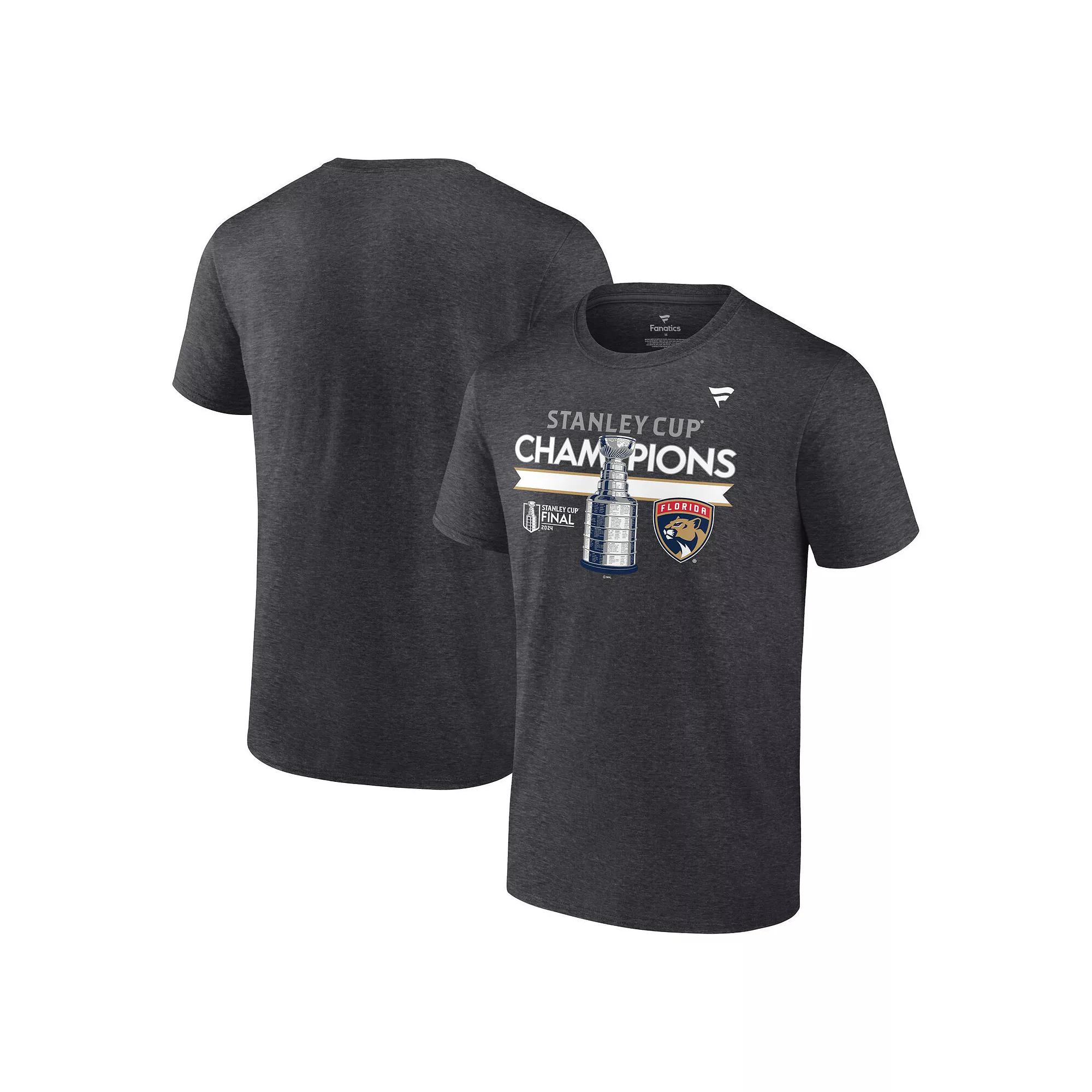 Men's Fanatics  Heather Charcoal Florida Panthers 2024 Stanley Cup Champions Locker Room Big & Tall T-Shirt, Size: 2XB, Pnt Charco Product Image