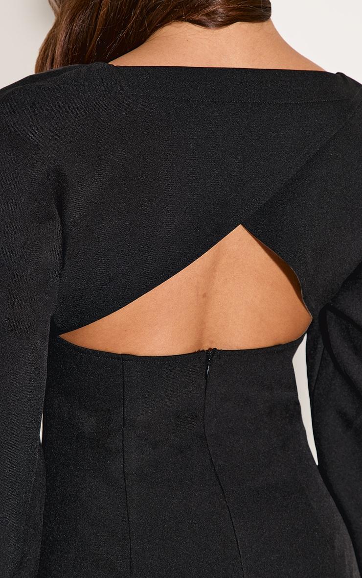 Black Tailored Long Sleeve Shift Dress Product Image