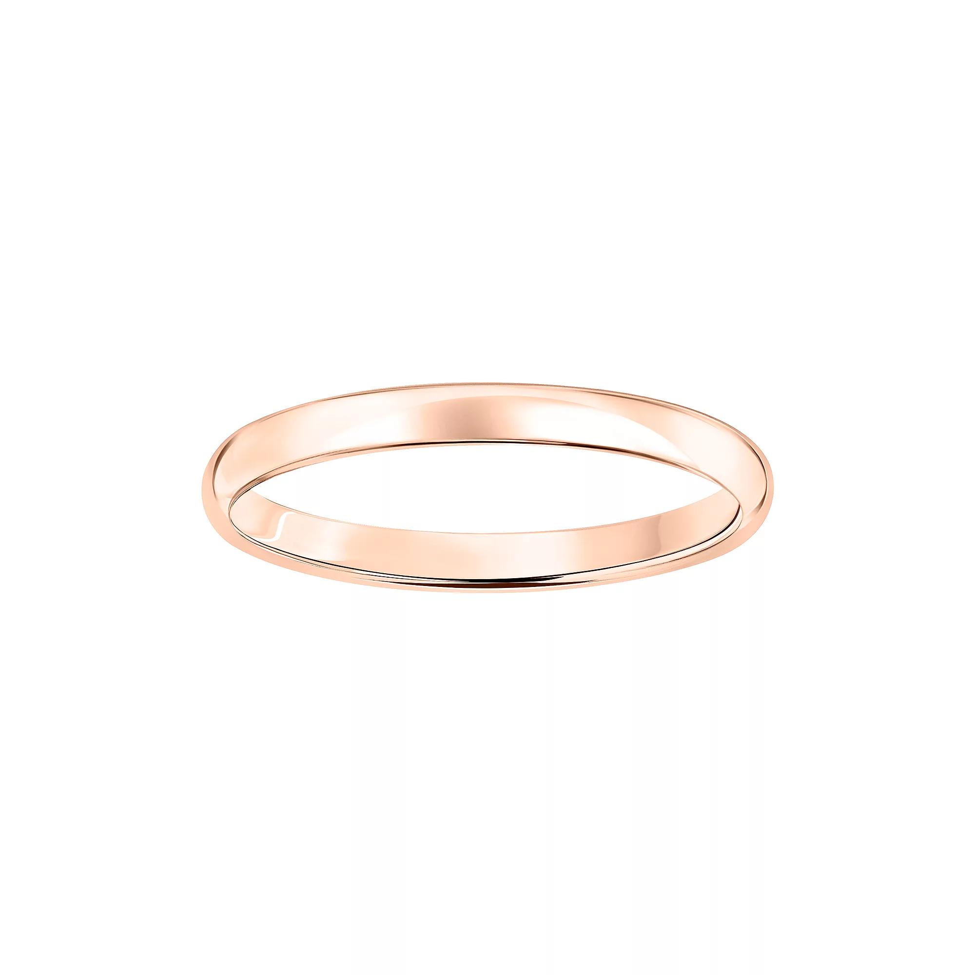 10k Gold 2 mm Polished Dome Wedding Band, Women's, Size: 6, Pink Product Image