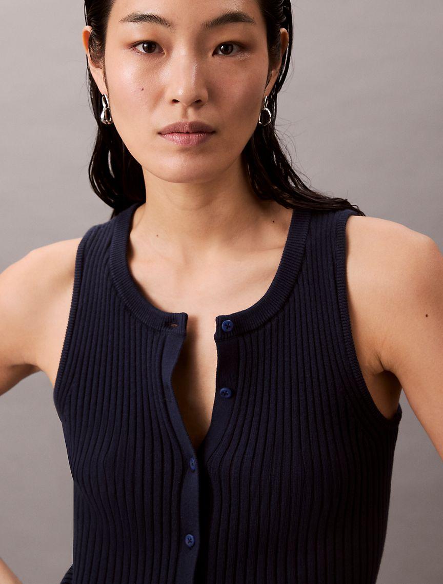 Smooth Cotton Rib Sweater Tank Product Image