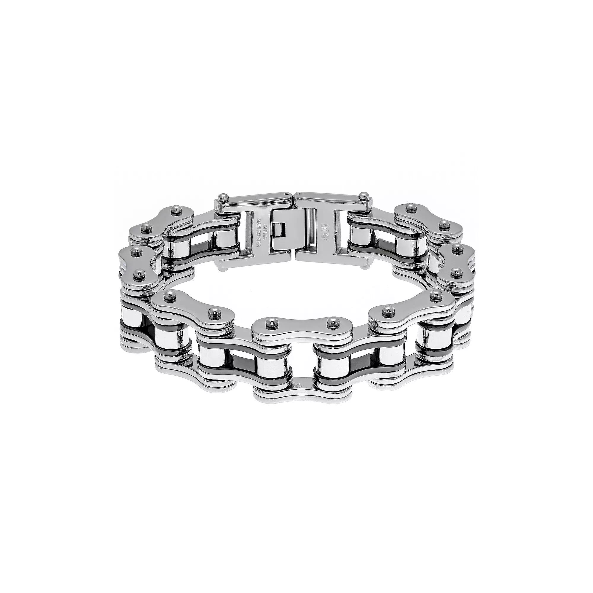 LYNX Men's Stainless Steel Motorcycle Chain Bracelet, Size: 8.5", Two Tone Product Image