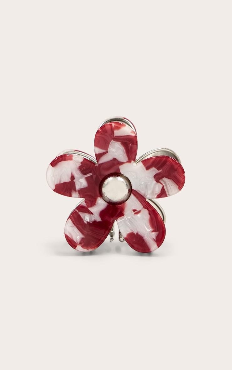 Red Marble Floral Metal Hair Clip Product Image