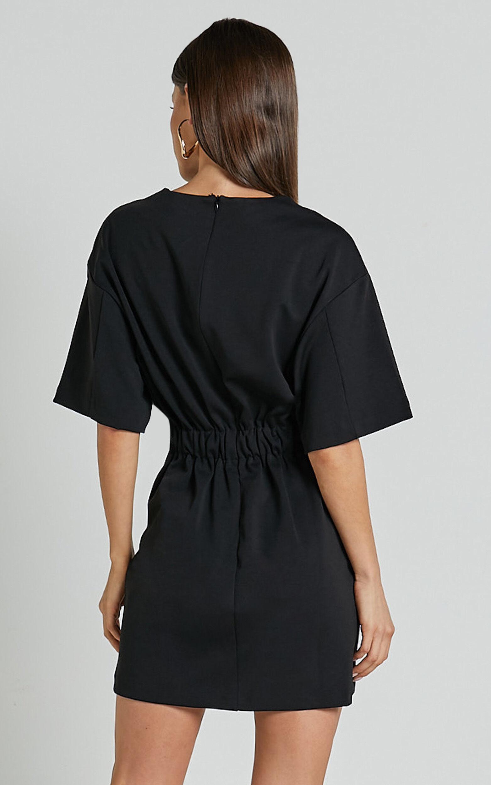 Karyna Mini Dress - Short Sleeve Boxy T-shirt Dress in Black Product Image