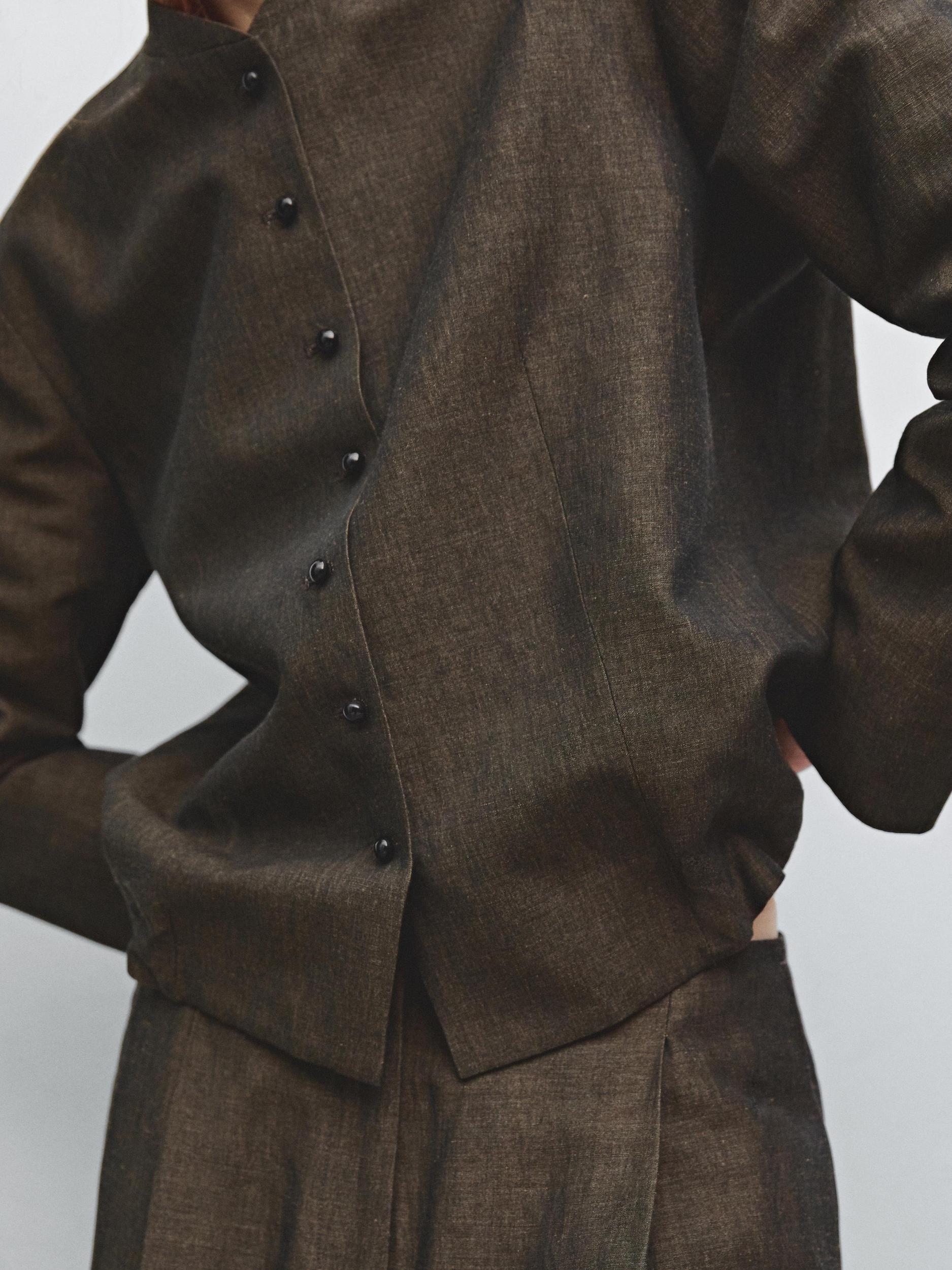 Linen blend jacket with button detail Product Image