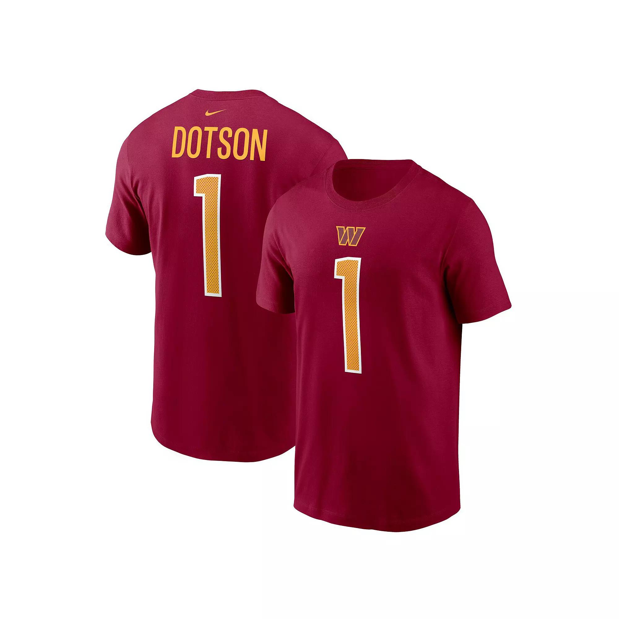 Men's Nike Jahan Dotson Burgundy Washington Commanders 2022 NFL Draft First Round Pick Player Name & Number T-Shirt, Size: 2XL, Wft Med Re Product Image