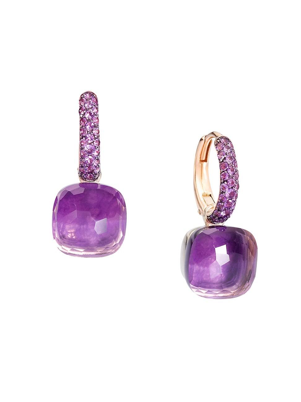 Womens Nudo 18K Black-Rhodium-Plated Rose Gold, Amethyst & Jade Doublet Drop Earrings Product Image