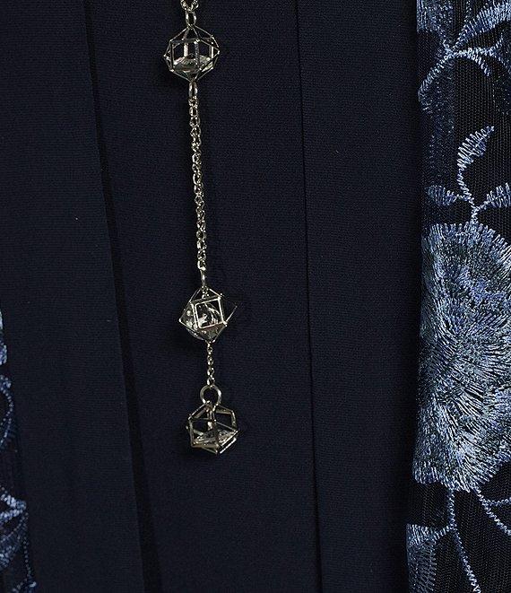 R & M Richards Scoop Neck 3/4 Sleeve Drape Floral Embroidered 2-Piece Jacket Dress Product Image