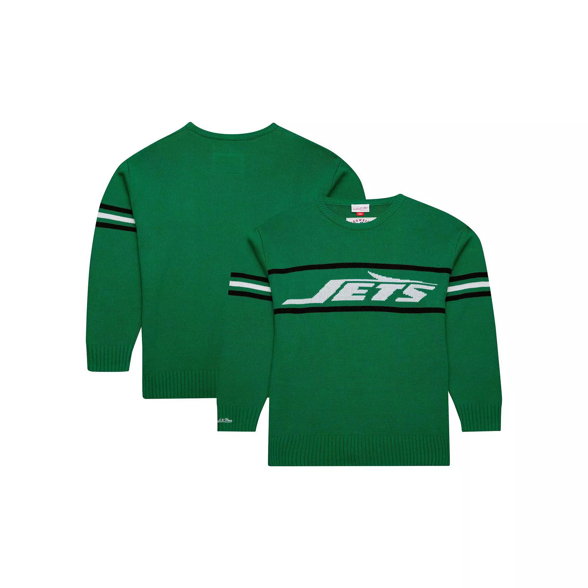 Men's Mitchell & Ness Green New York Jets Throwback 1984 Pullover Sweater,  Product Image