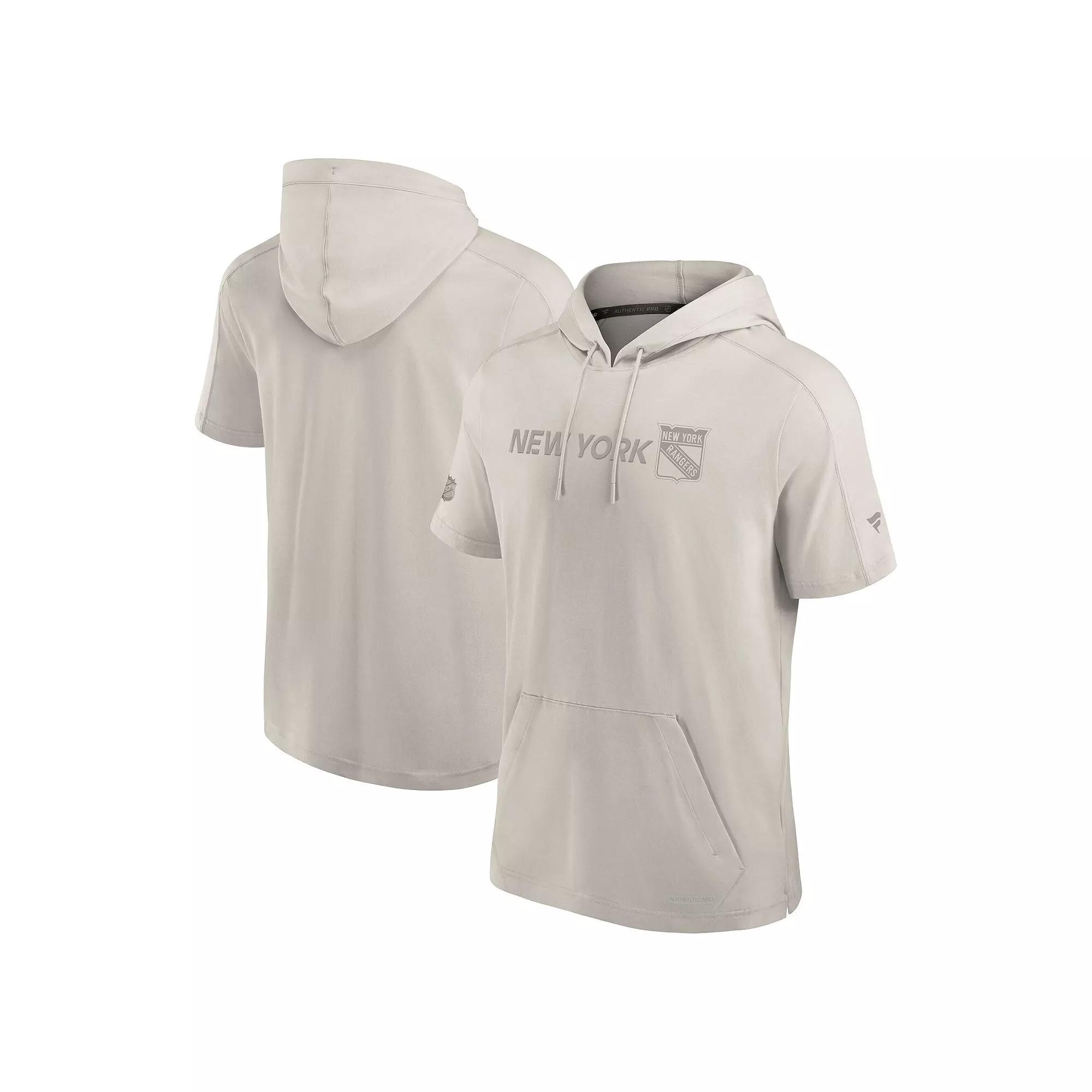 Men's Fanatics Cream New York Rangers Authentic Pro Road Performance Short Sleeve Pullover Hoodie,  Product Image