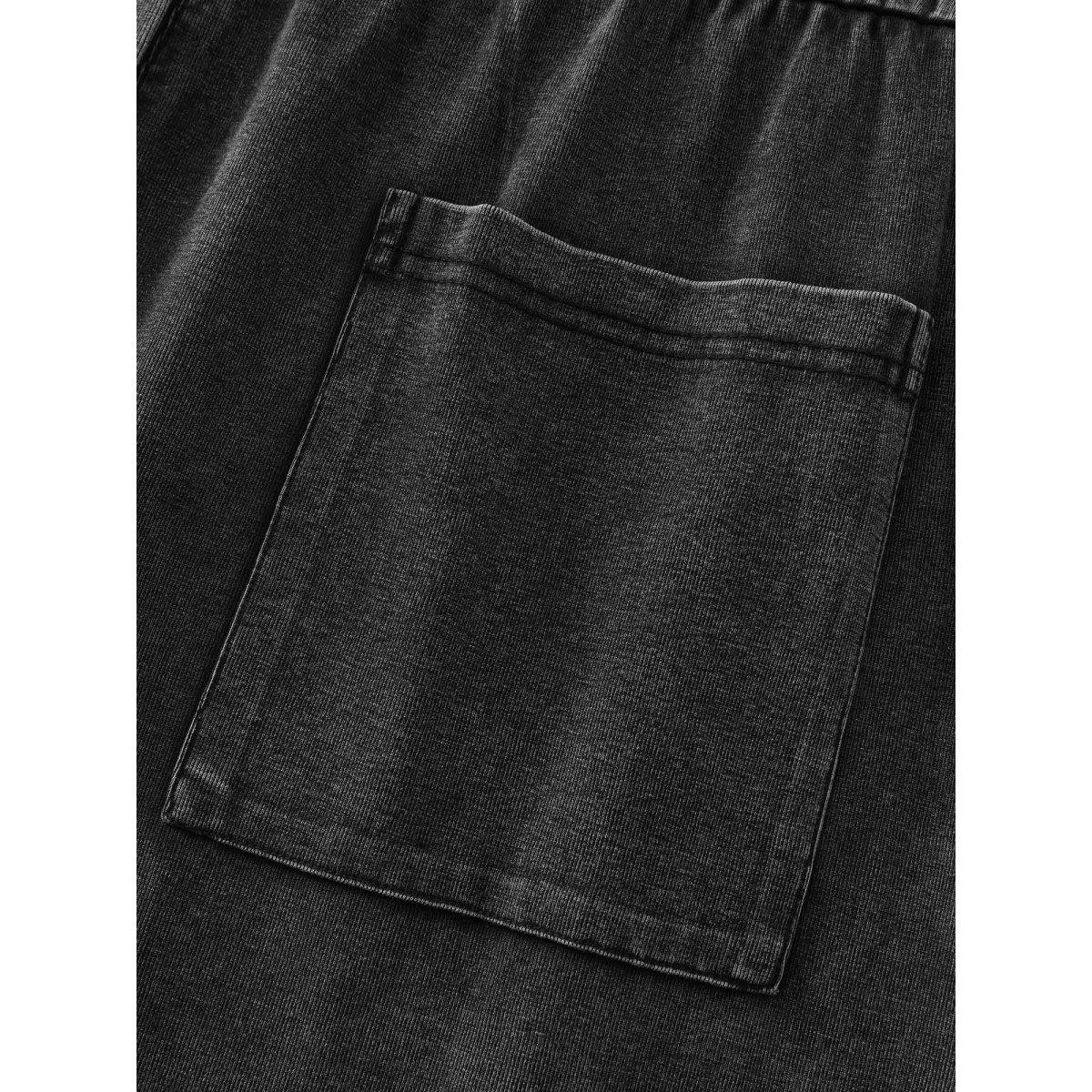 Plus Size Acidwashblack Vintage Pockets Button-Front Jumpsuit Women Leisure Sleeveless U-neck Casual Loose Jumpsuits BloomChic 18-20/2X Product Image