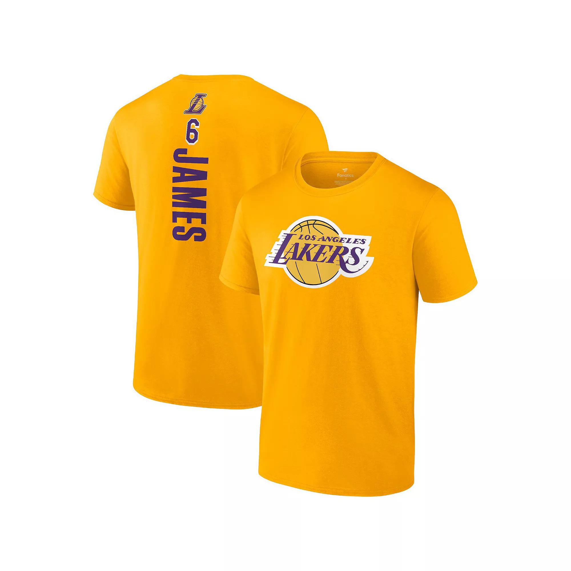Men's Fanatics Branded LeBron James Gold Los Angeles Lakers Playmaker Name & Number T-Shirt,  Product Image