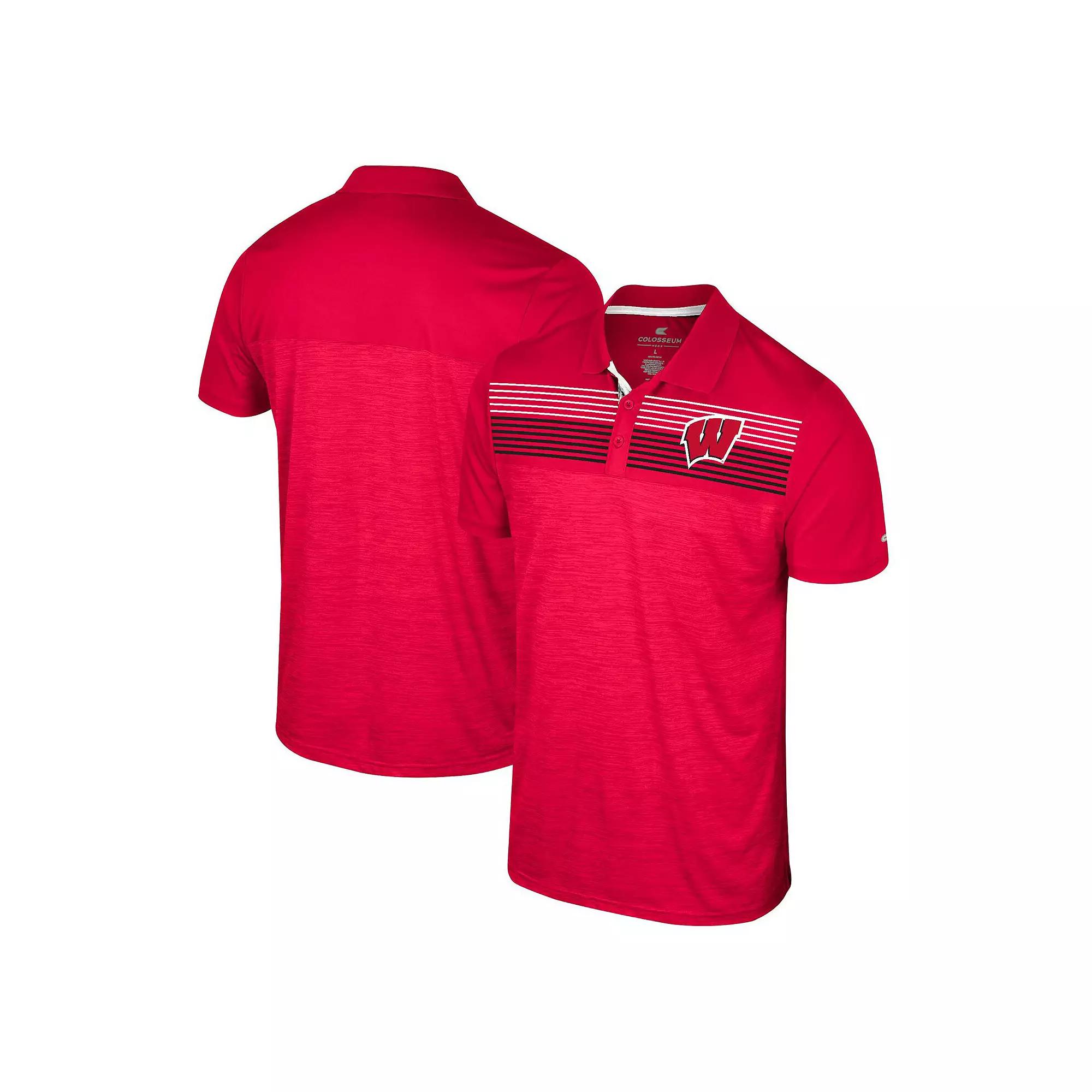 Men's Colosseum Red Wisconsin Badgers Langmore Polo,  Product Image