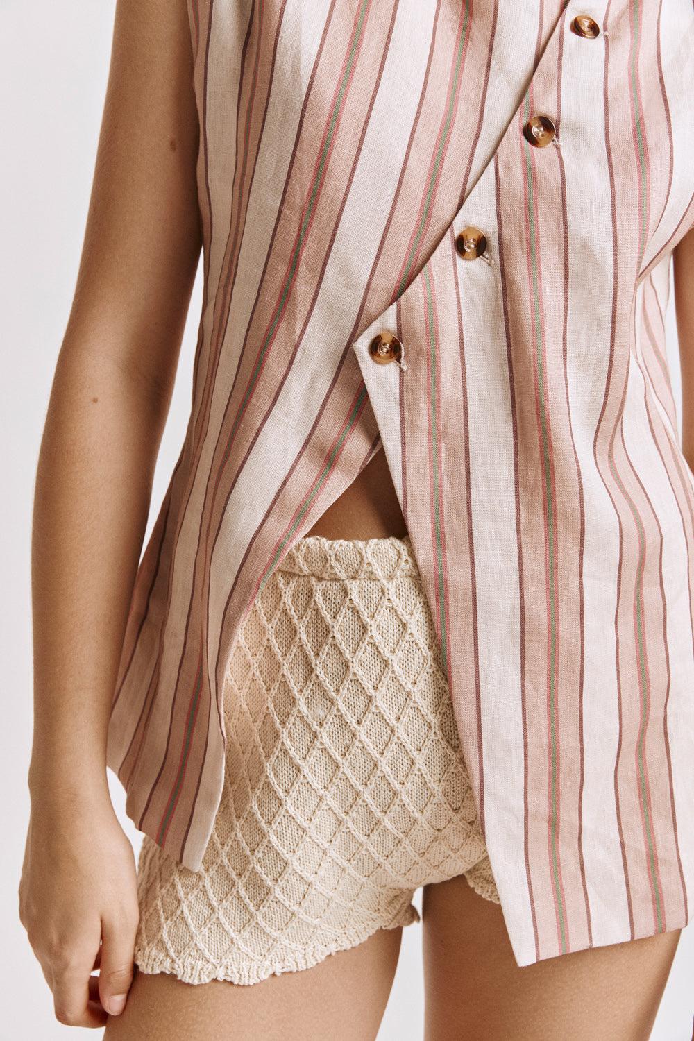 Aria Vest Pink Stripe Product Image