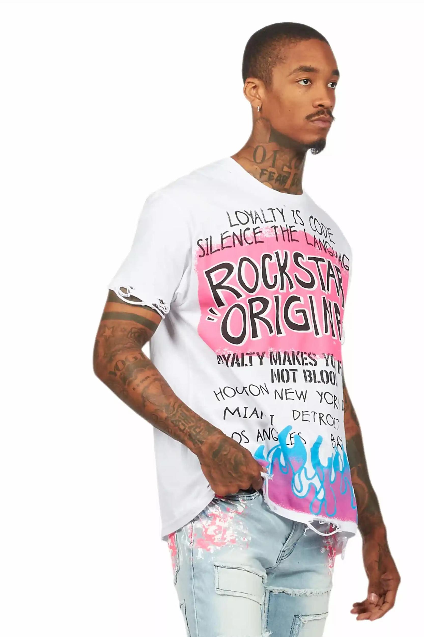 Beno White Oversized Graphic T-Shirt Male Product Image