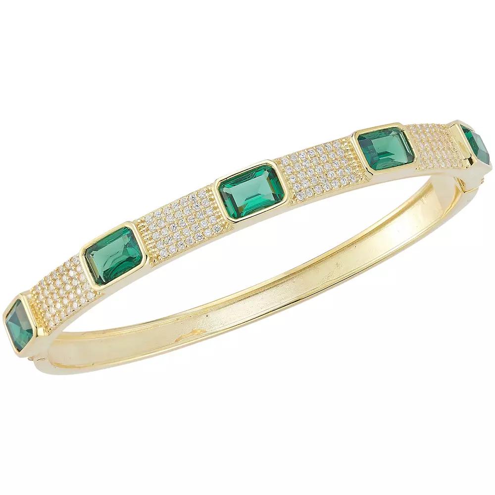 Sunkissed Sterling 14k Gold Over Silver Multi Cubic Zirconia Bangle Bracelet, Women's, Size: 6", Gold Tone Product Image