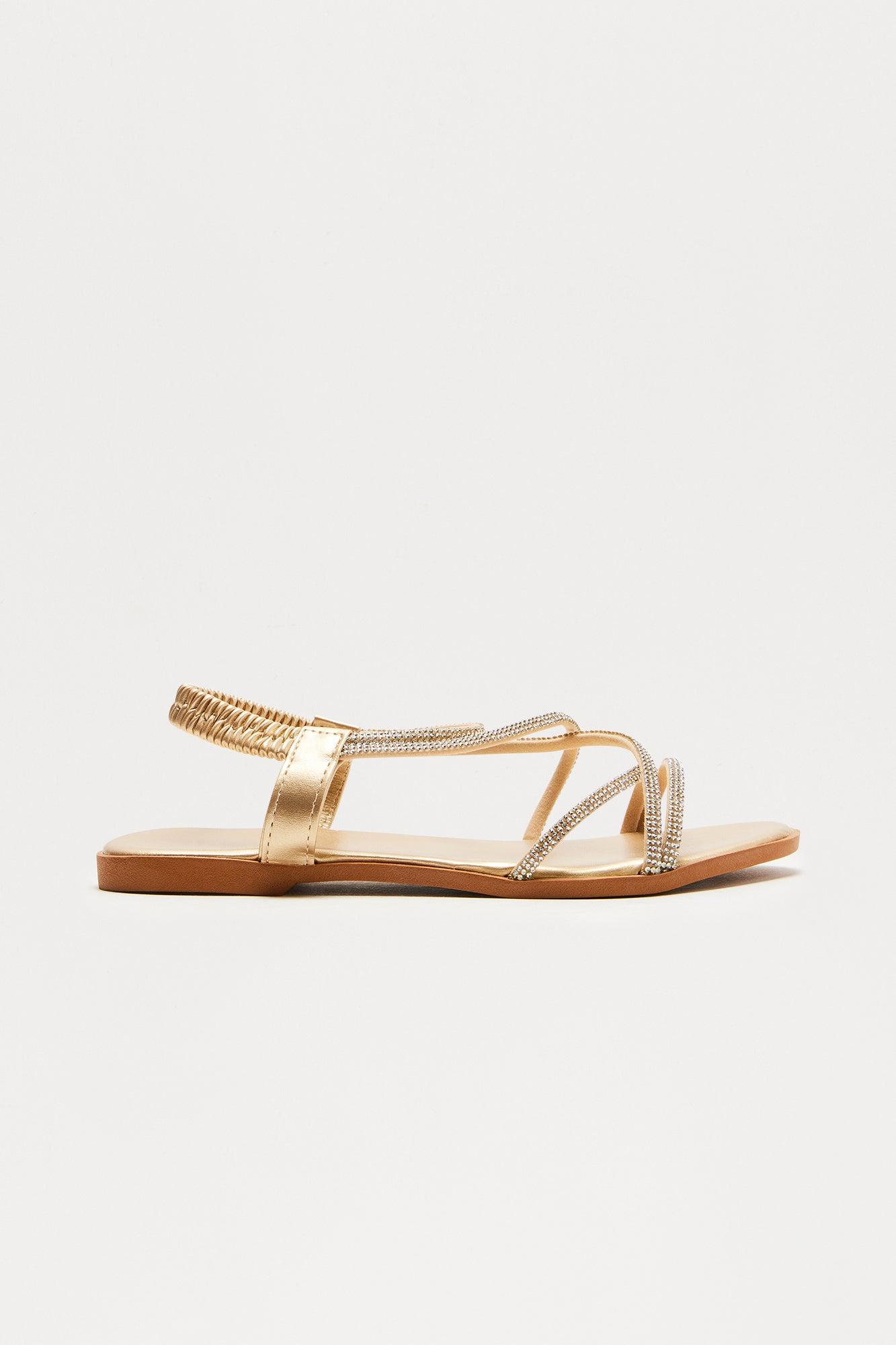 Trista Rhinestone Sandals - Gold Product Image