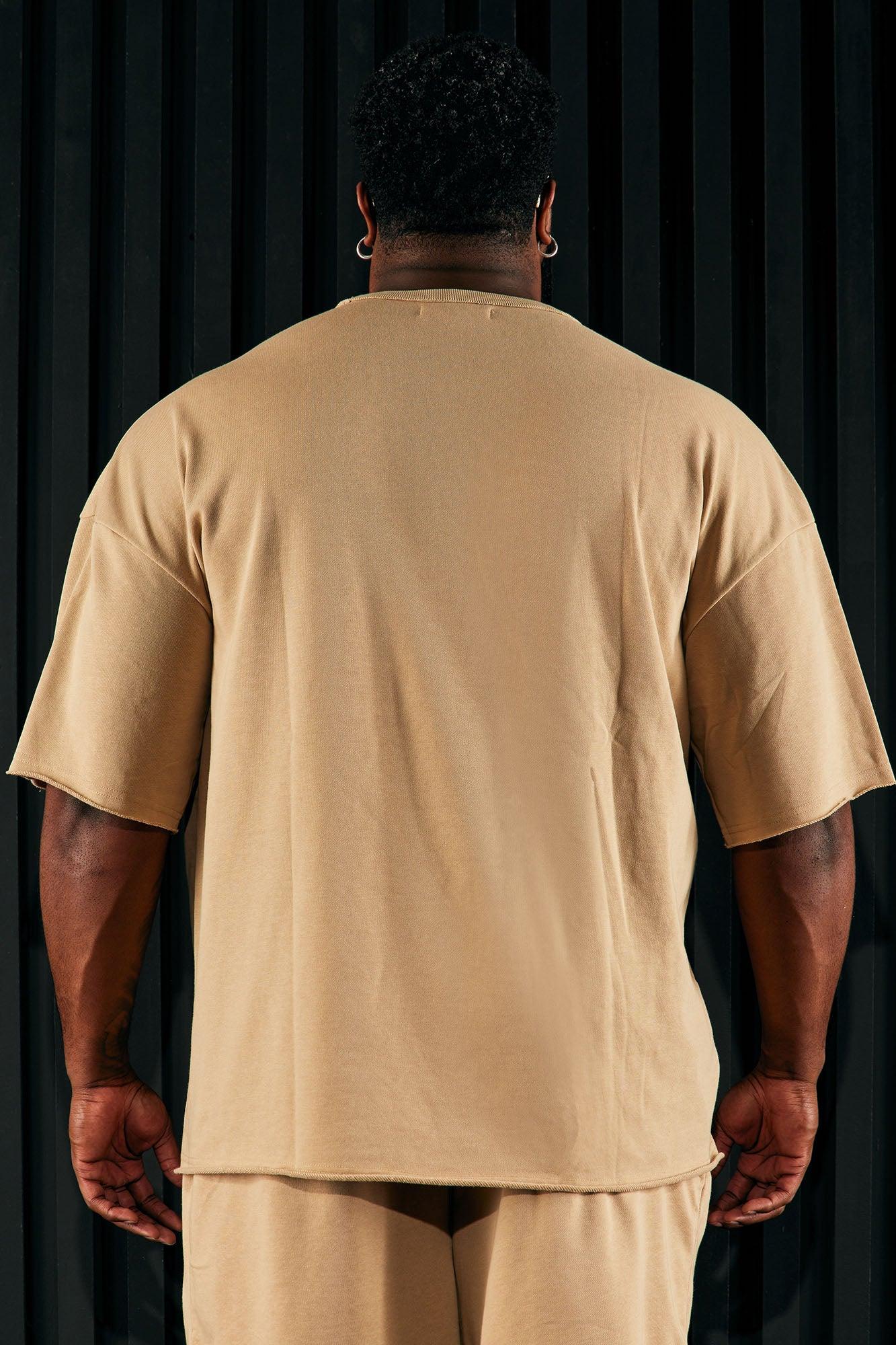 I Like How It Looks Oversized Terry Short Sleeve Tee - Tan Product Image