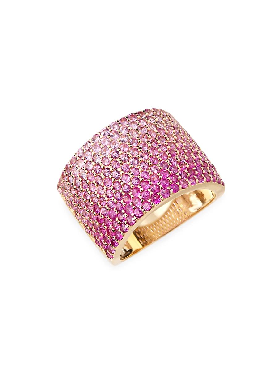 Womens 14K Yellow Gold & Ombr Pink Sapphire Ring Product Image