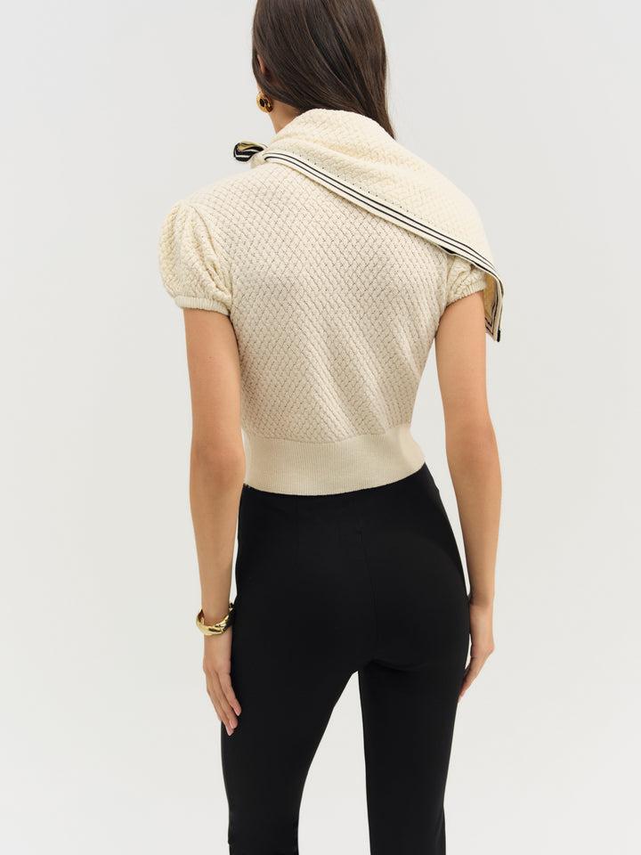 Maritime Knit Cardigan & Scarf — Cream Product Image