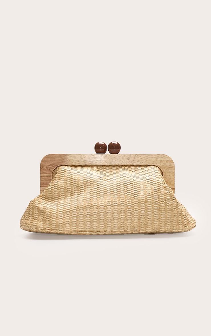 Natural Raffia Clutch With Tortoiseshell Detail Product Image