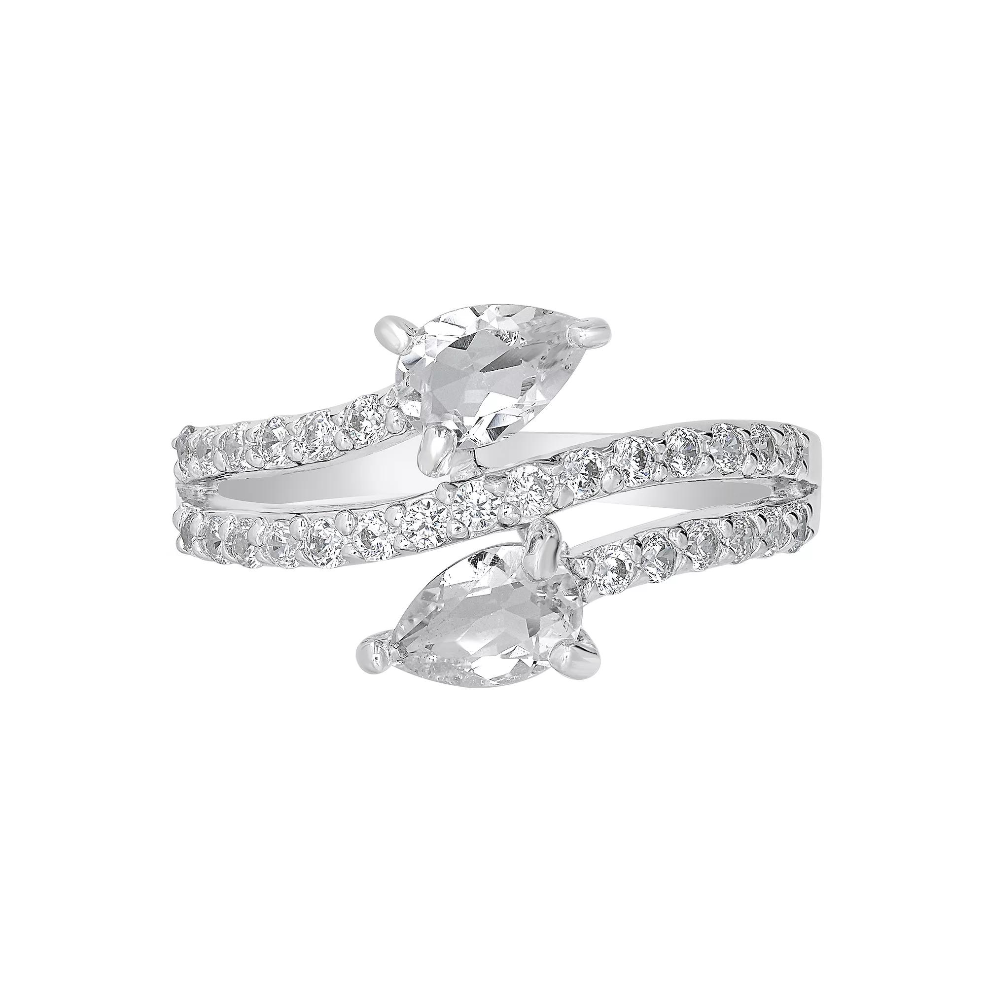 Gemistry Sterling Silver Stone & Cubic Zirconia Pear Bypass Ring, Women's,  Product Image